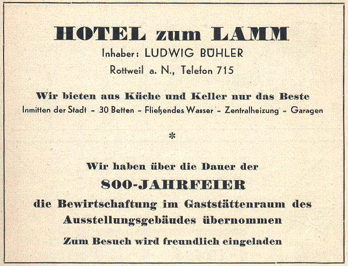 Themen 2001 Februar2001 Branchenverzeichnis 1972 Hotels Werbung Lamm HotelLamm 1950 01.jpg