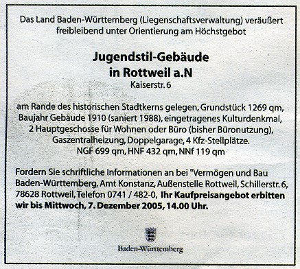Ansichten Mittelstadt Kaiserstrasse Kaiserstrasse 6 November2005 AnzeigeKaiserstrasse 6 18.11.2005.jpg